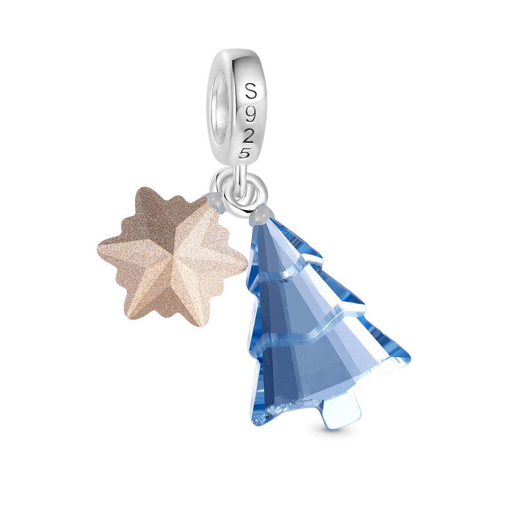 Gnoce Light Blue Christmas Tree & Snowflake Pendant Dangle Charm_2