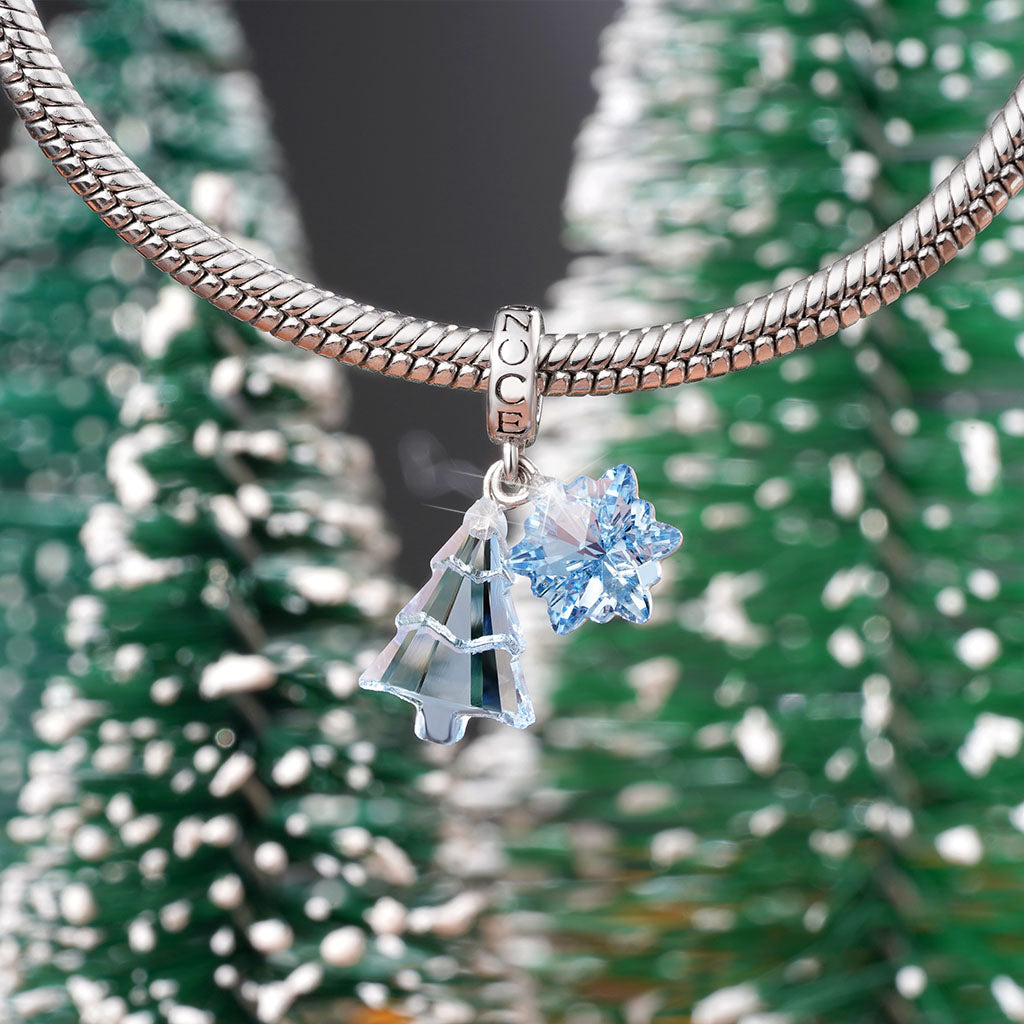 Gnoce Light Blue Christmas Tree & Snowflake Pendant Dangle Charm_3