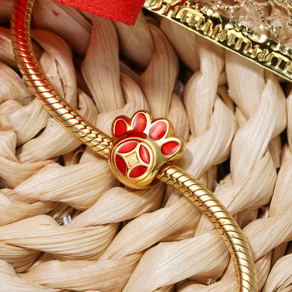 Gnoce Gold Plated Fortune Paw Print Charm_2
