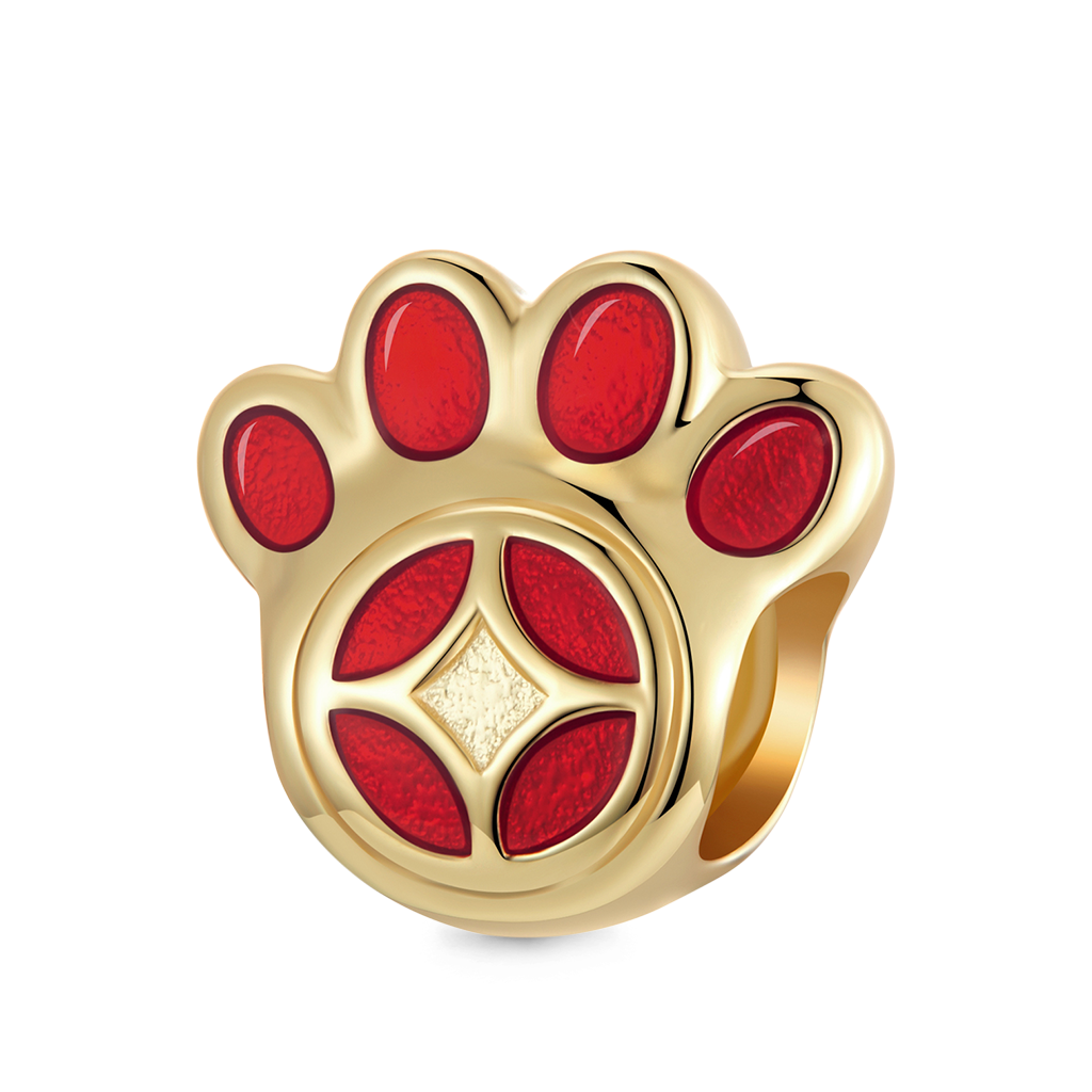 Gnoce Gold Plated Fortune Paw Print Charm_1