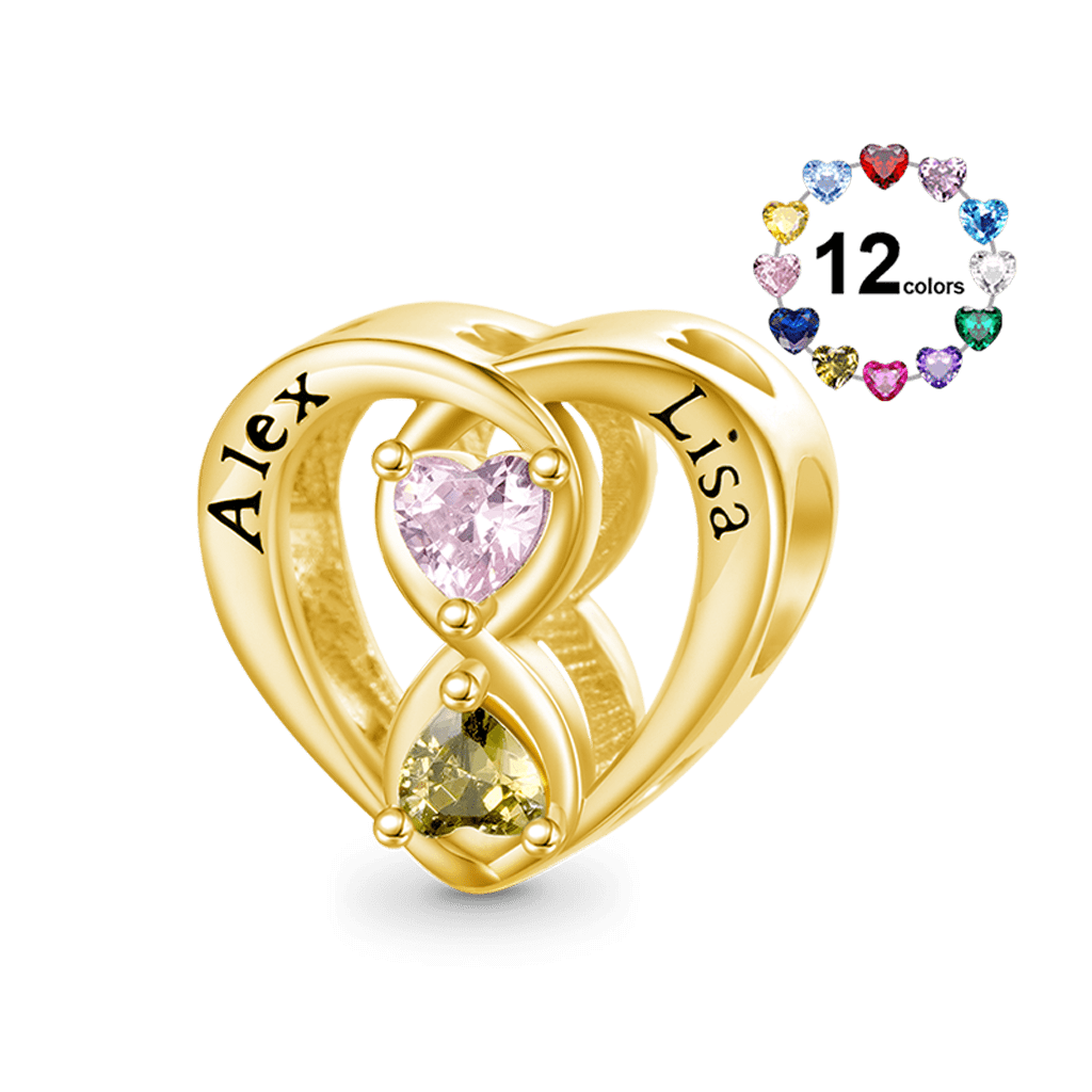 Gnoce 18k Gold Plated Infinite Love Couple Engravable Charm_1