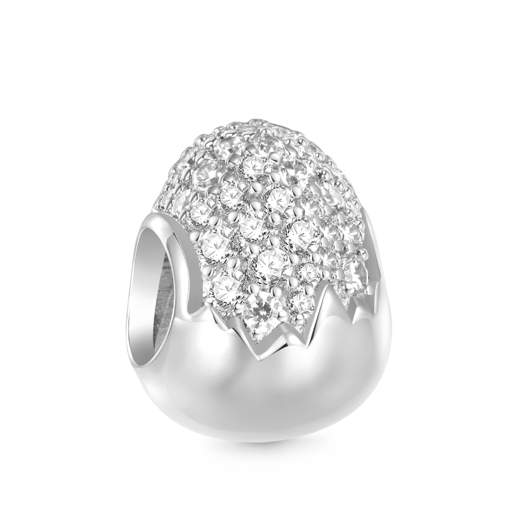 Gnoce Engravable Easter Egg Inlaid White Diamonds Pendant Dangle Charm_3