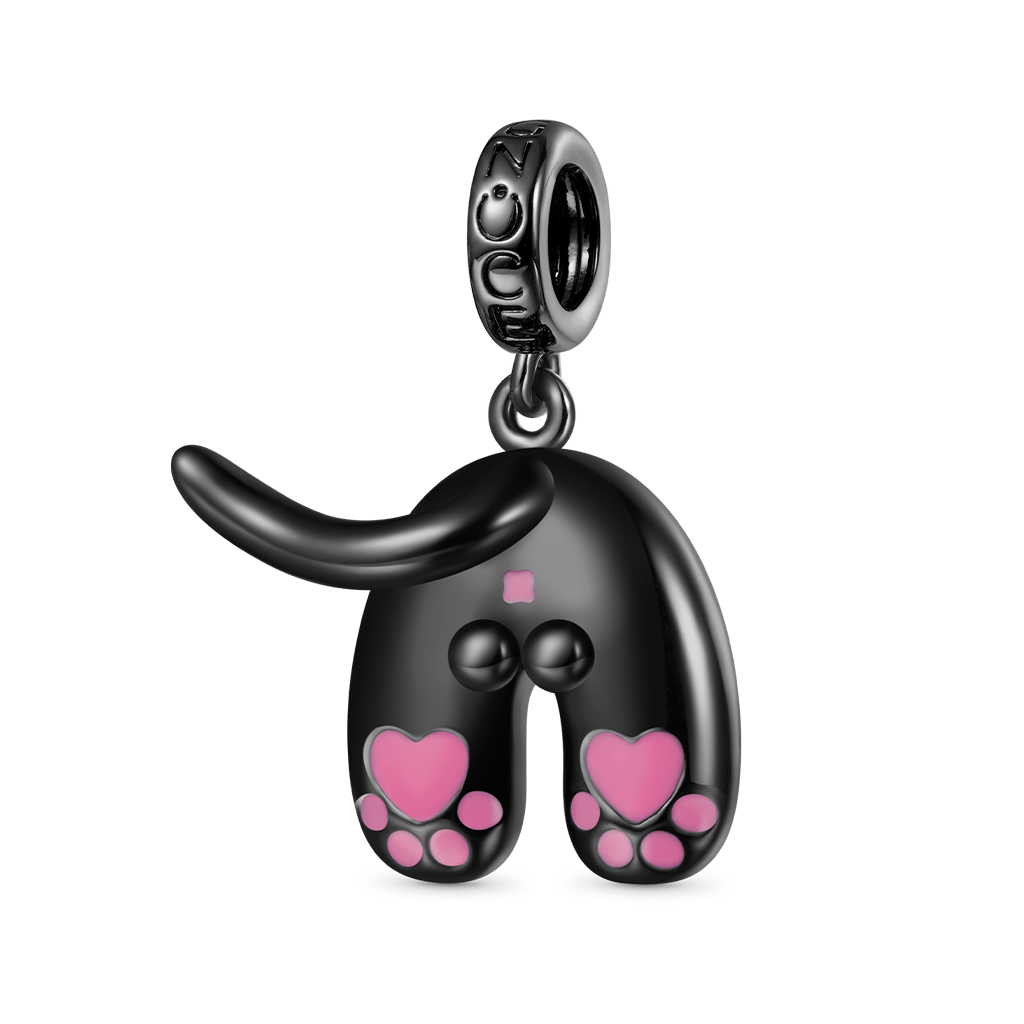 Gnoce Cute Cat Pink Love Paw Print Tail Pendant Dangle Charm_1