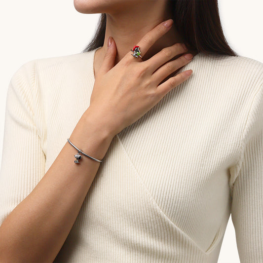 Gnoce Peanuts Snoopy Hugging Woodstock Diamond Pendant Dangle Charm_7