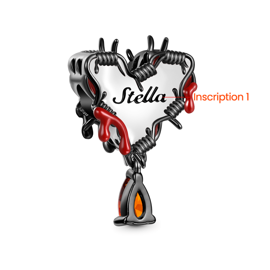 Gnoce Valentine's Day Fiery Heart of Thorn Engravable Pendant Dangle Charm_2