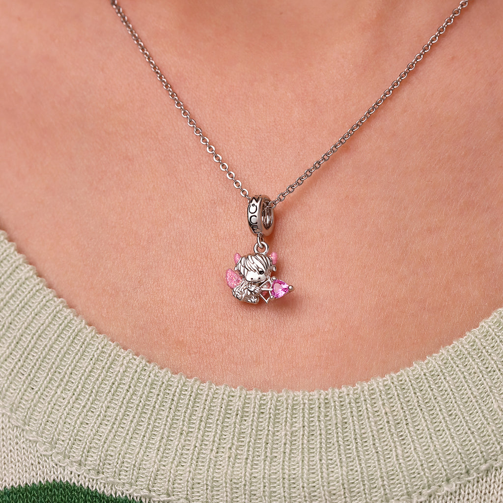 Gnoce Valentine's Day Highland Cattle Cupid's Arrow Pendant Dangle Charm_5