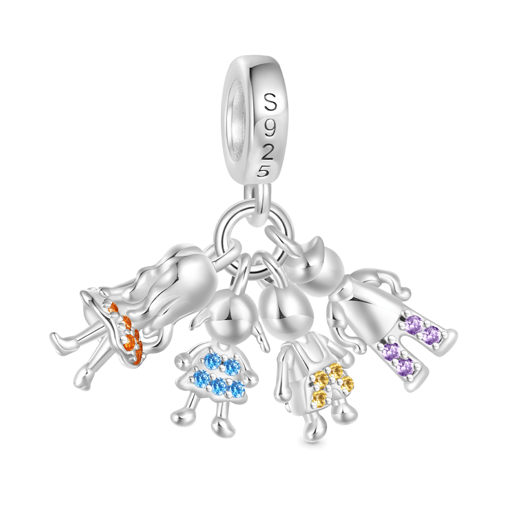 Gnoce Mother's Day Idea Family Portrait Birthstone Pendant Dangle Charm_3