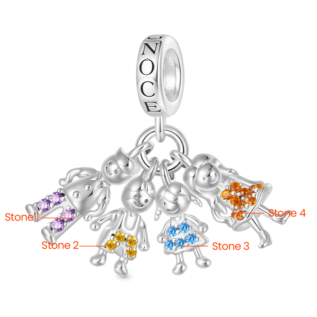 Gnoce Mother's Day Idea Family Portrait Birthstone Pendant Dangle Charm_2