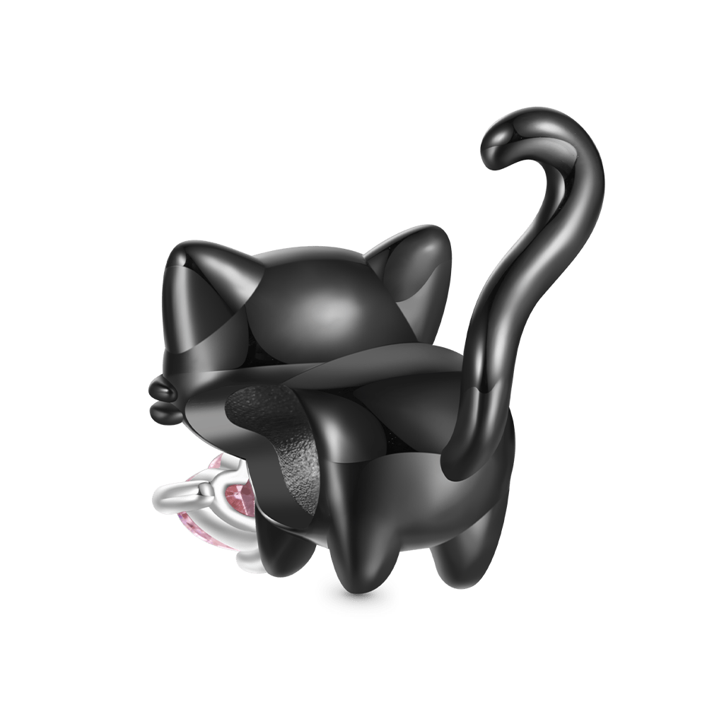 Gnoce Black Cat Heart Tail Birthstone Charm_2