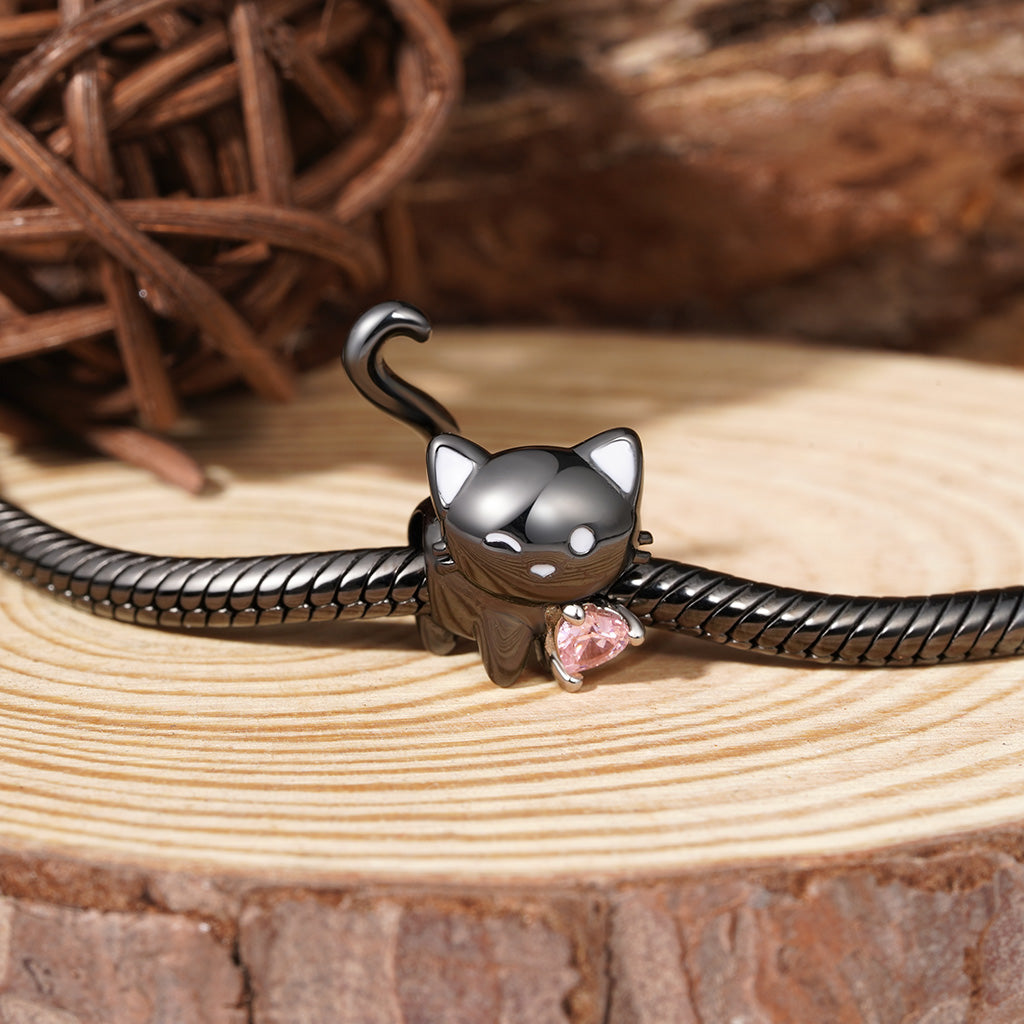 Gnoce Black Cat Heart Tail Birthstone Charm_4