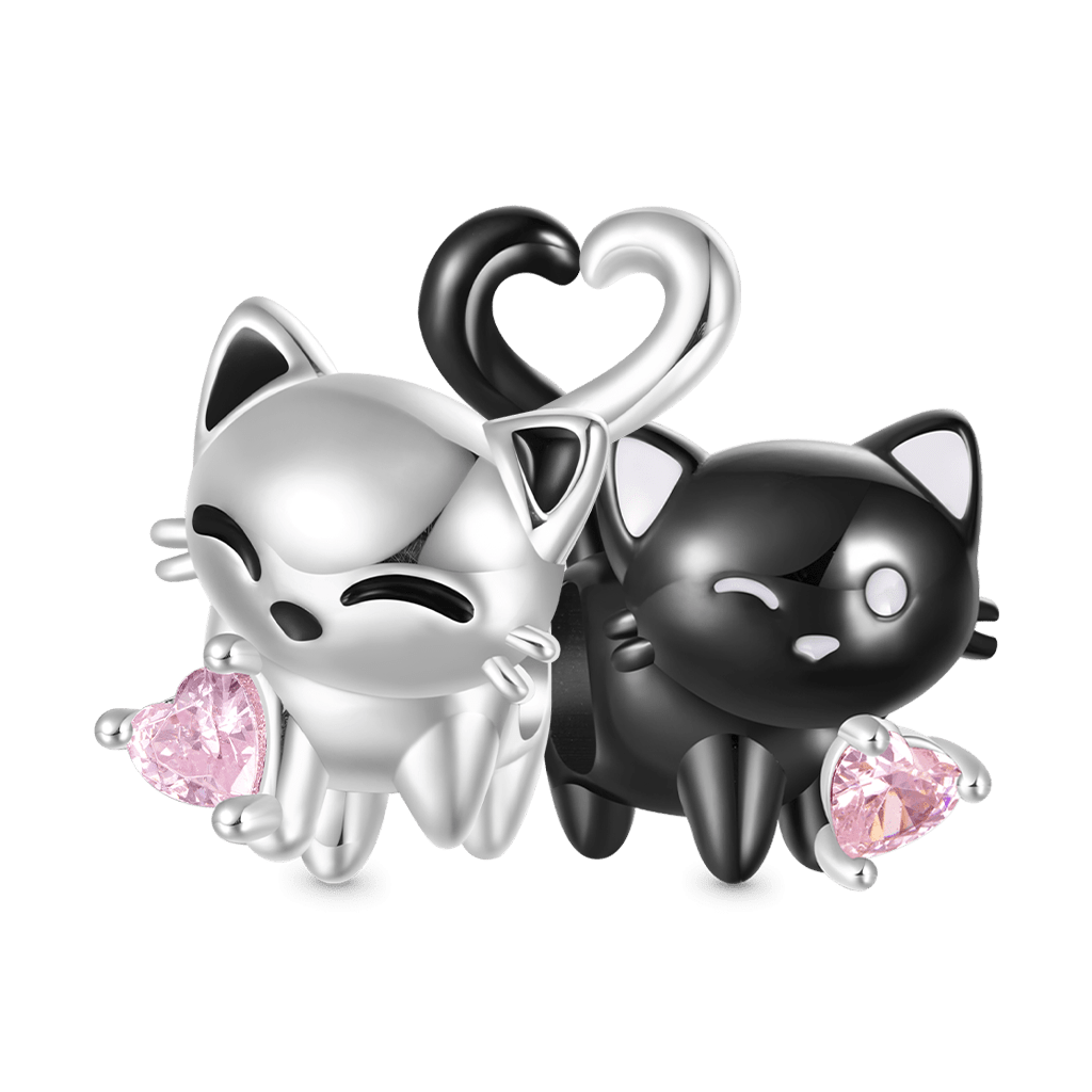 Gnoce White Cat Heart Tail Birthstone Charm_3