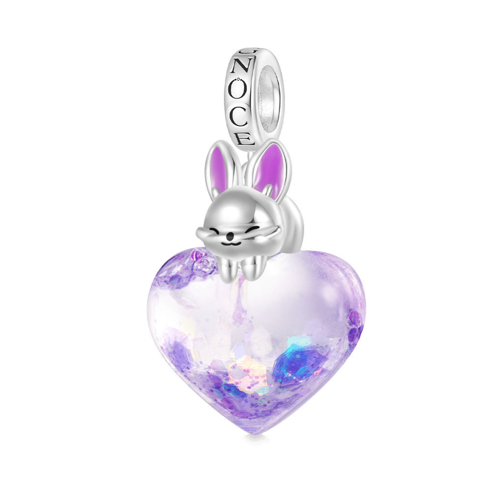 Gnoce Lying on Your Heart Glow in the Dark Easter Bunny Glitter Charm_2