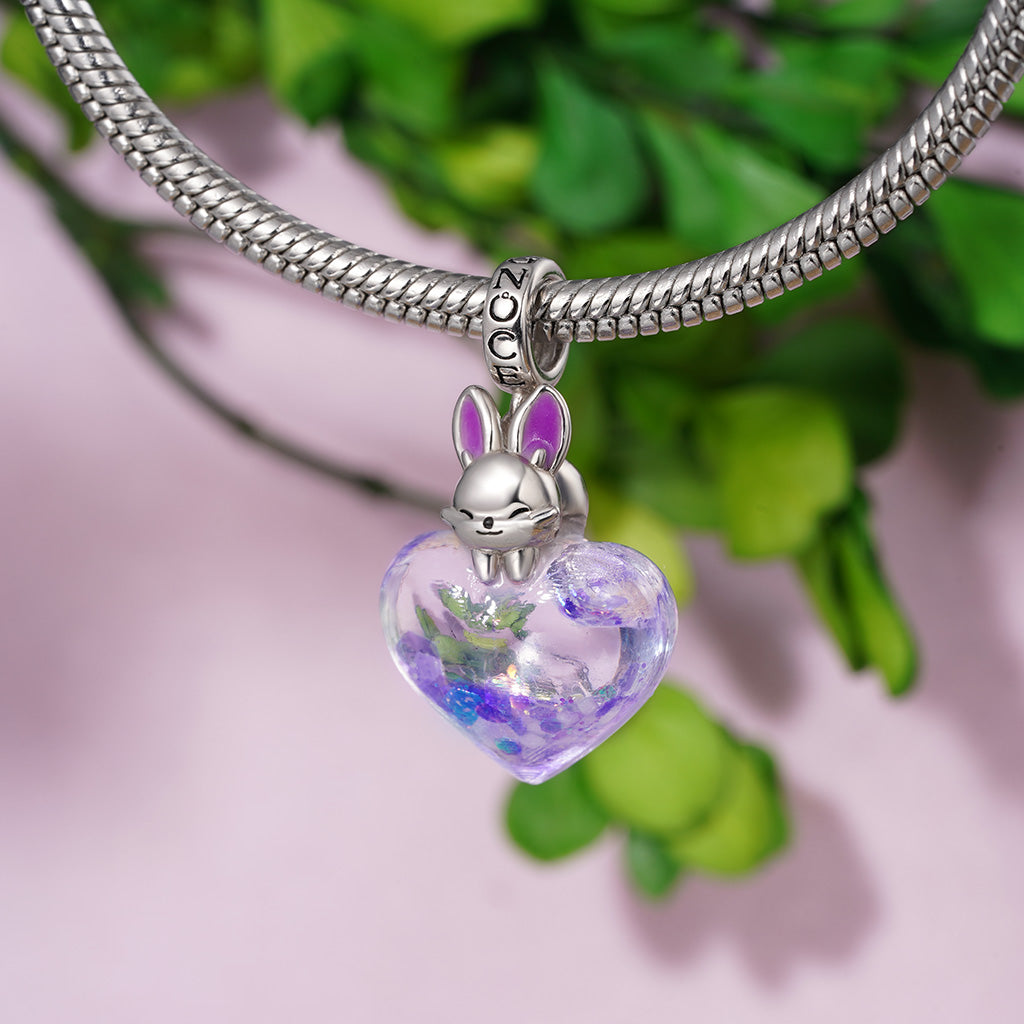 Gnoce Lying on Your Heart Glow in the Dark Easter Bunny Glitter Charm_4