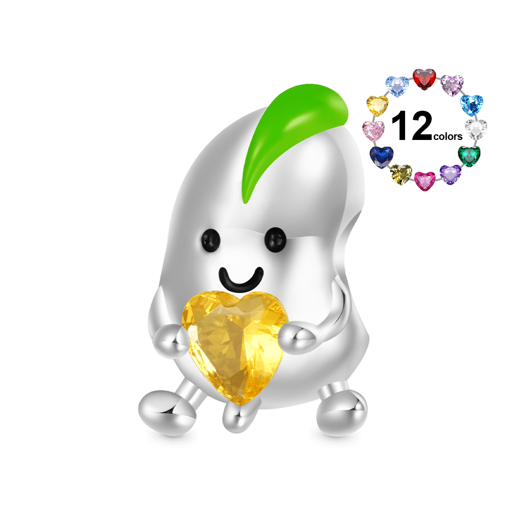 Gnoce Cute Bean Embraces Birthstone Heart Charm_1
