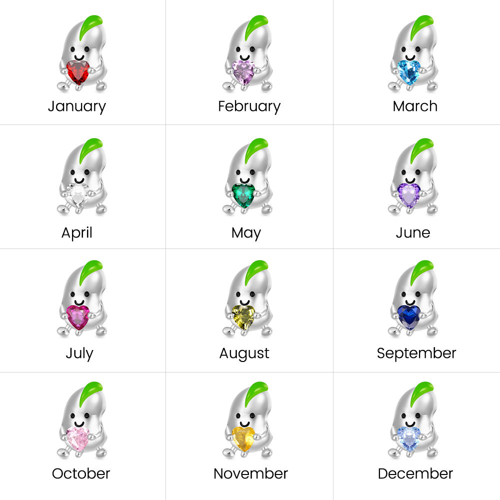 Gnoce Cute Bean Embraces Birthstone Heart Charm_4