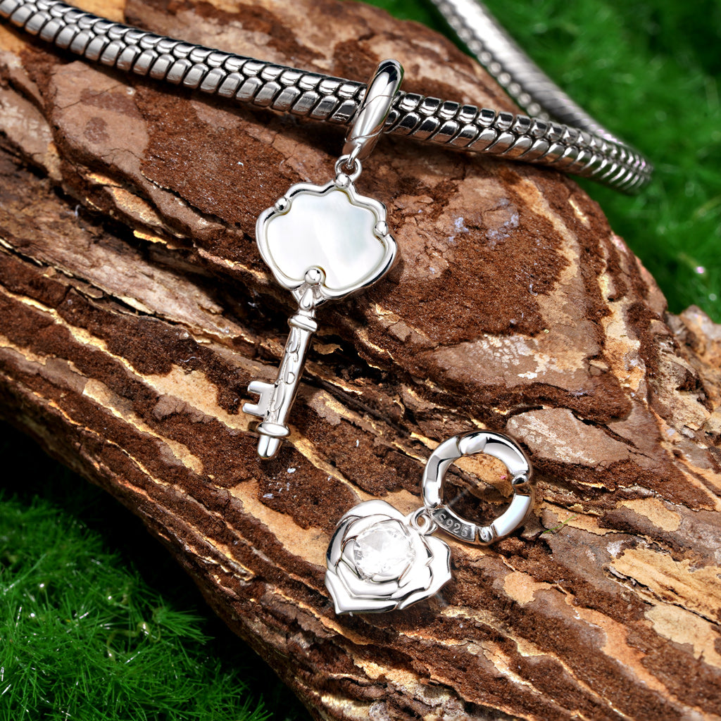Gnoce Elegant Rose Heart Pendant Dangle Charm_3