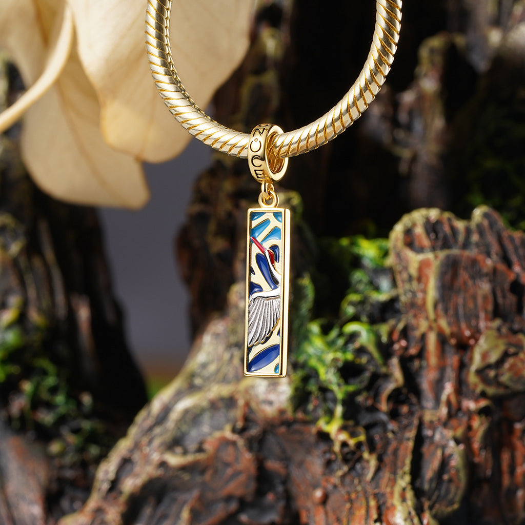Gnoce Japanese Crane Pendant Dangle Charm_3