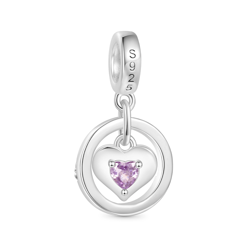 Gnoce Mother's Day 'I Love U Forever' Mom Heart Birthstone Pendant Dangle Charm_3