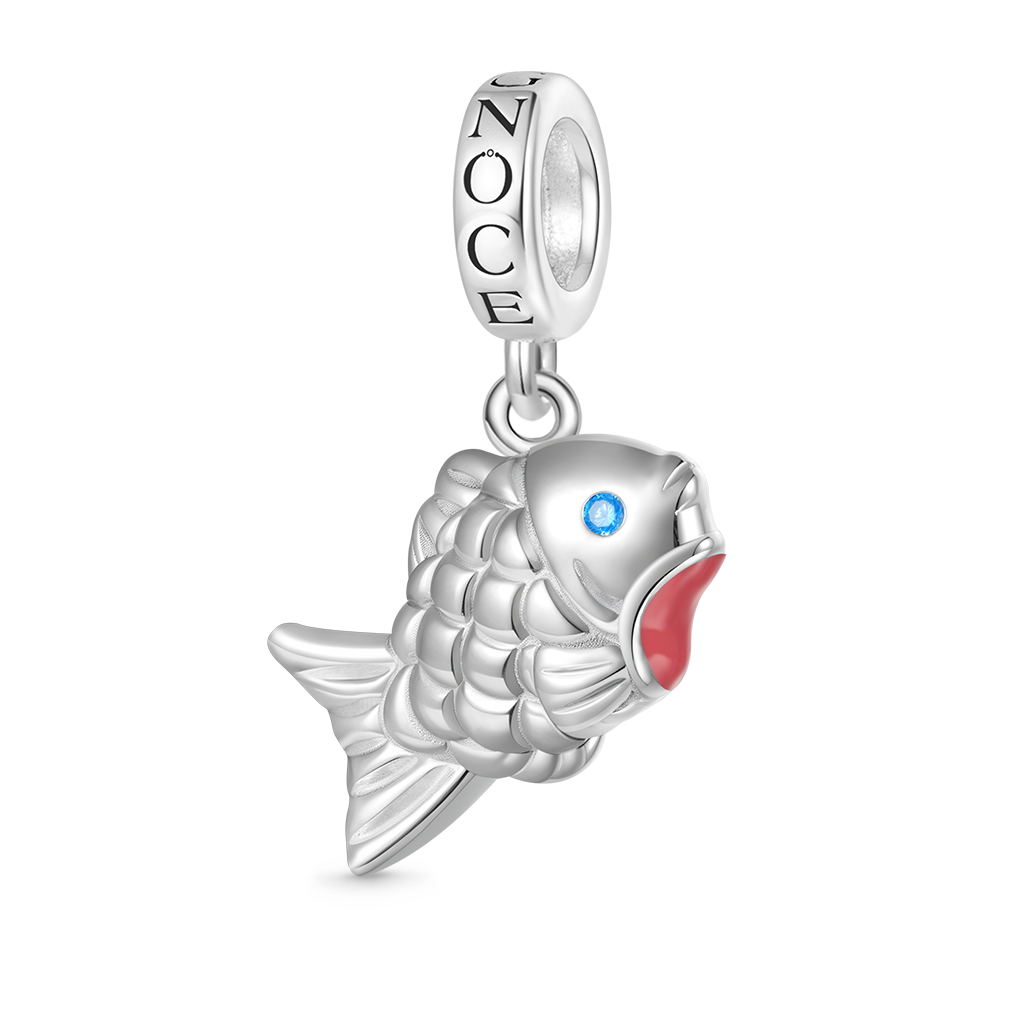 Gnoce Blue Scaled Fish Pendant Dangle Charm_1