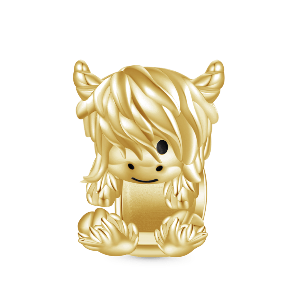Gnoce 18k Gold Plated Cute Scottish Highland Cow Charm_1