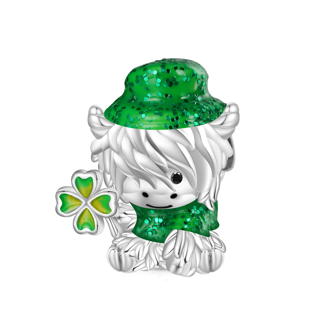 Gnoce St. Patrick's Day Highland Cow Glow-in-the-Dark Clover Charm_2