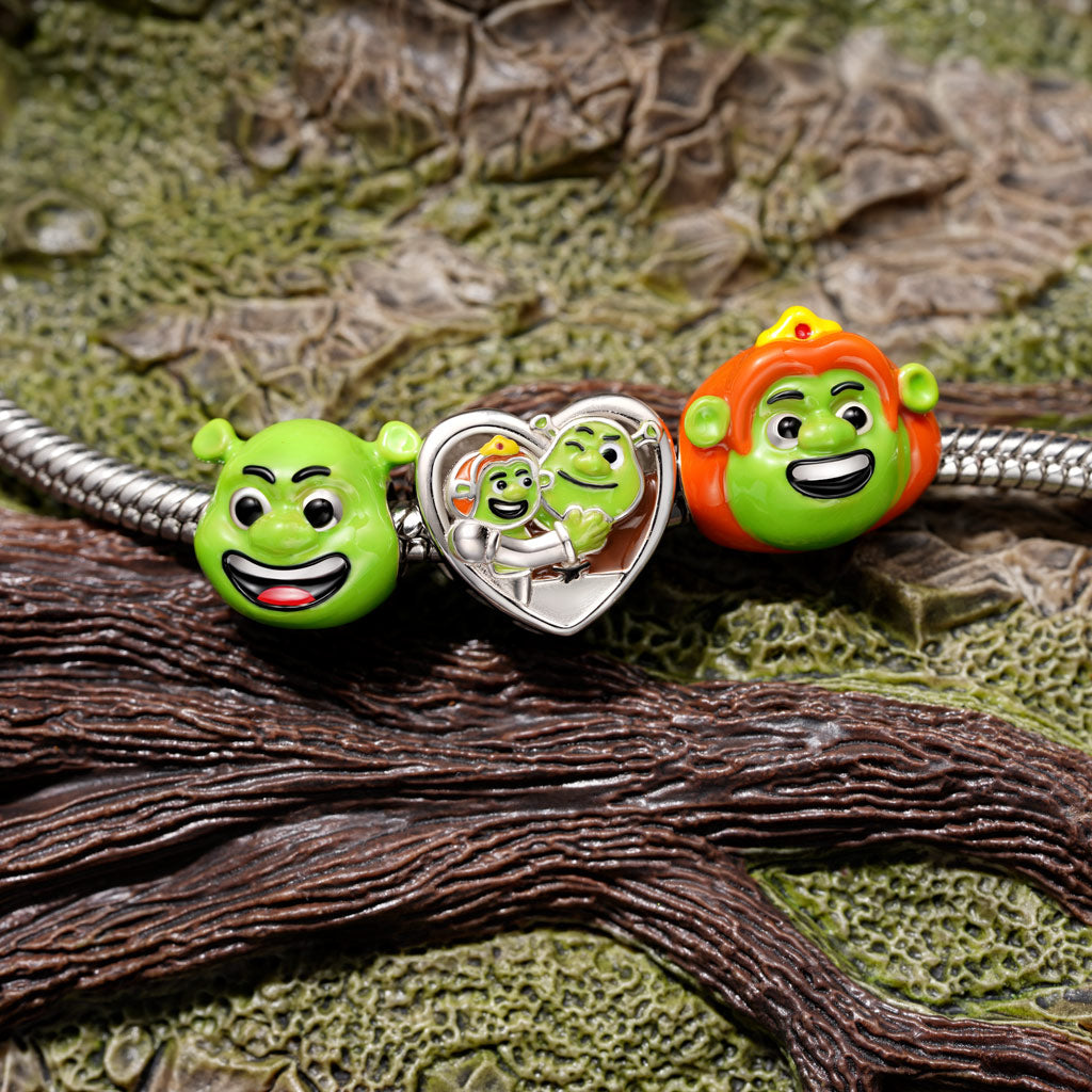 Gnoce 'I LOVE OGRES' Shrek & Fiona Love Heart Charm_3