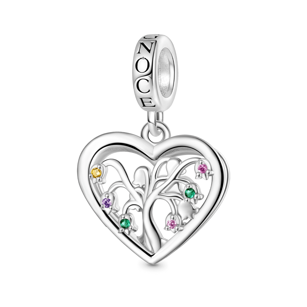 Gnoce Birthstone Lily Tree of Life Heart Pendant Dangle Charm_3