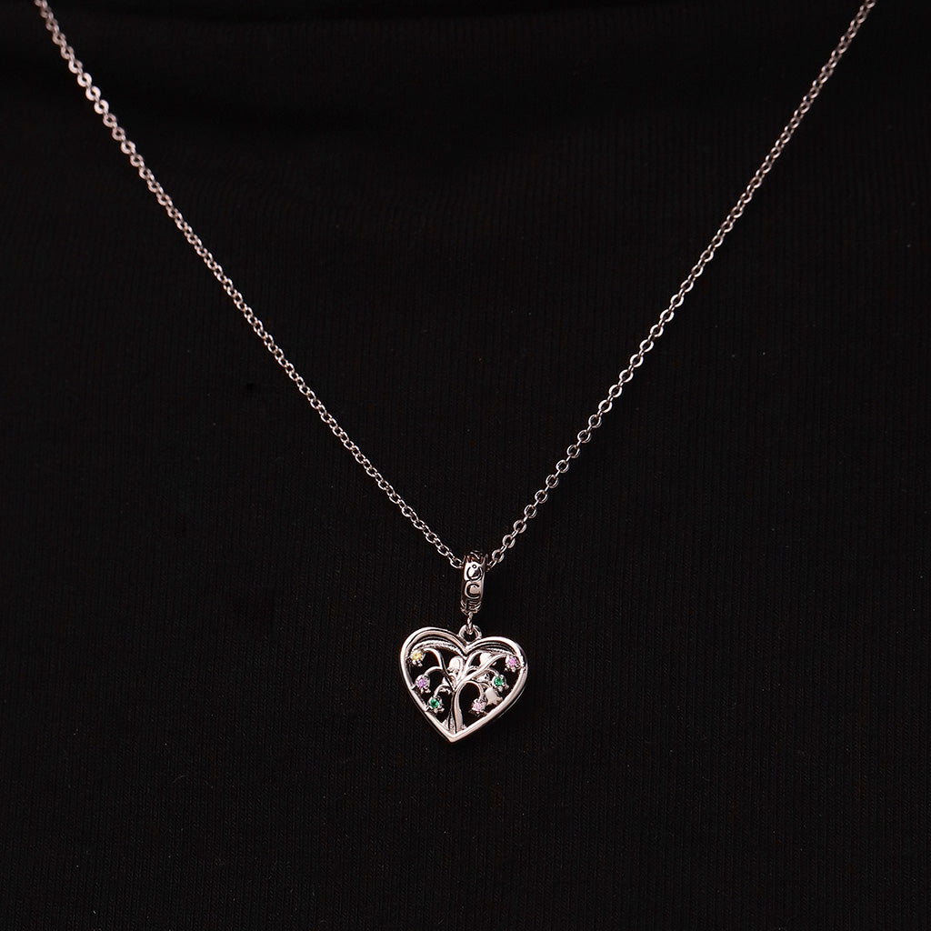 Gnoce Birthstone Lily Tree of Life Heart Pendant Dangle Charm_5