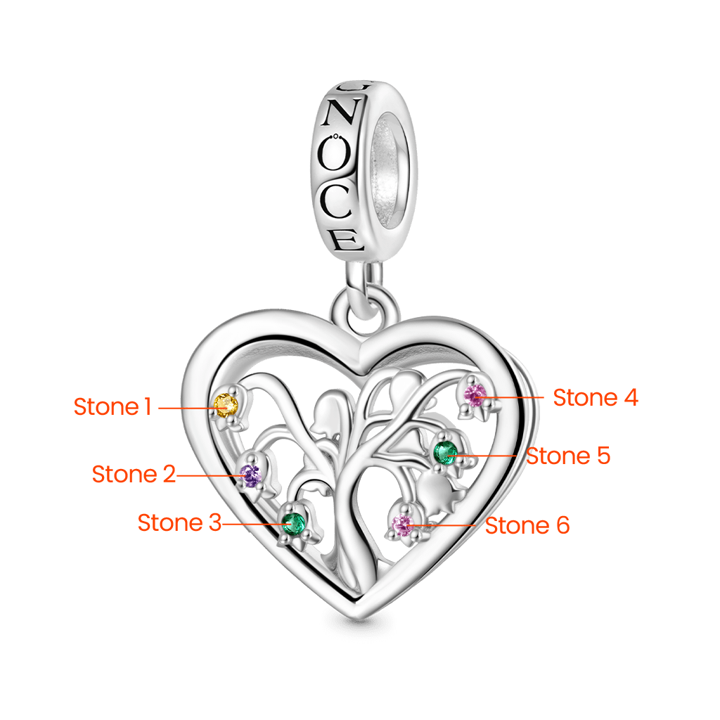 Gnoce Birthstone Lily Tree of Life Heart Pendant Dangle Charm_2
