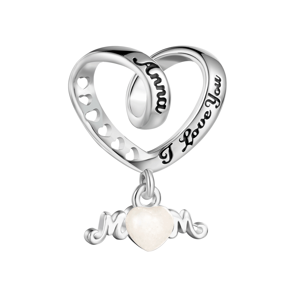 Gnoce Engravable 'I love you' MoM Glow-in-the-Dark Heart Charm_1