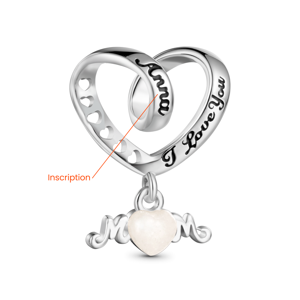 Gnoce Engravable 'I love you' MoM Glow-in-the-Dark Heart Charm_2