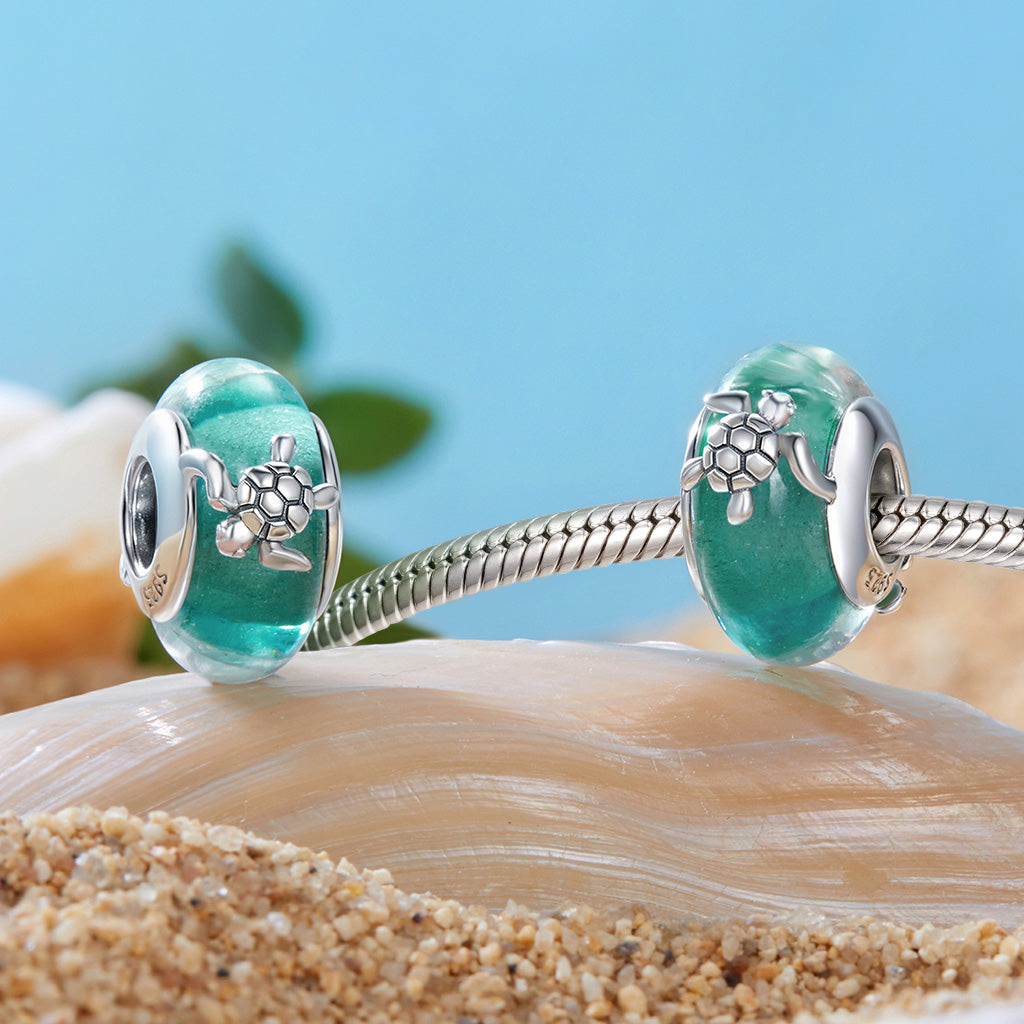 Gnoce Green Sea Turtle Glass Charm_3