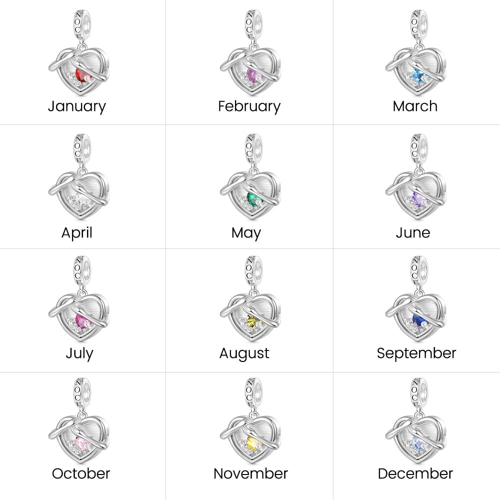 Gnoce Hug Love Locket Birthstone Pendant Dangle Charm_4