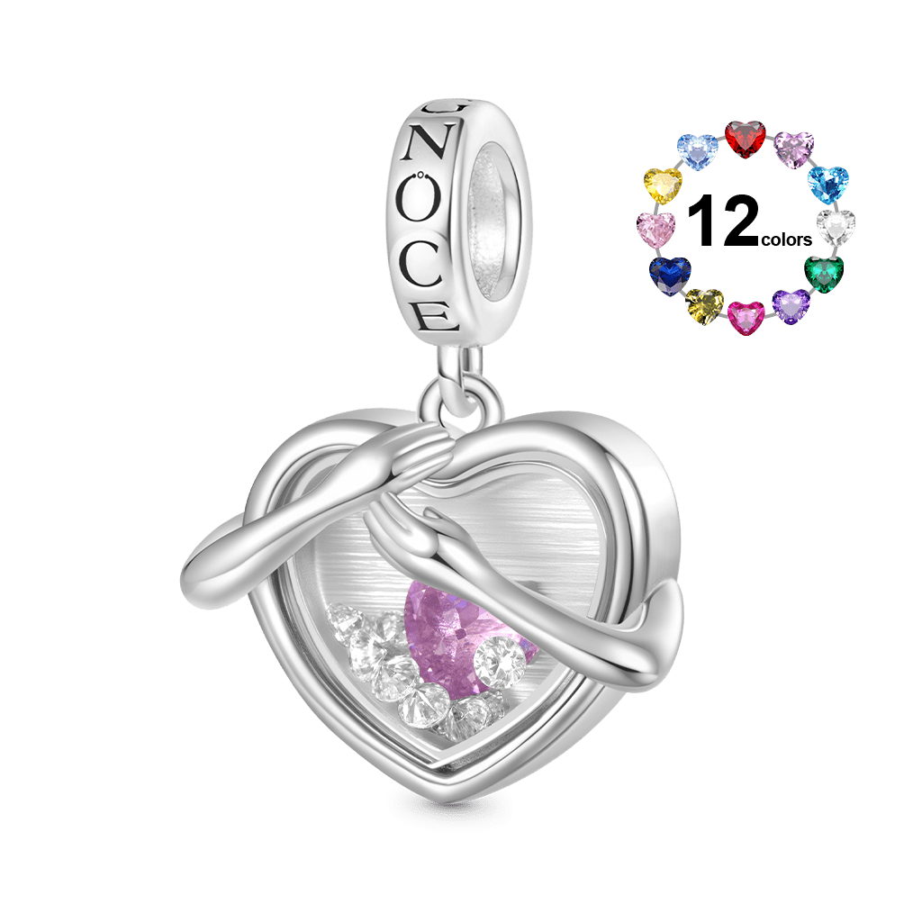 Gnoce Hug Love Locket Birthstone Pendant Dangle Charm_1