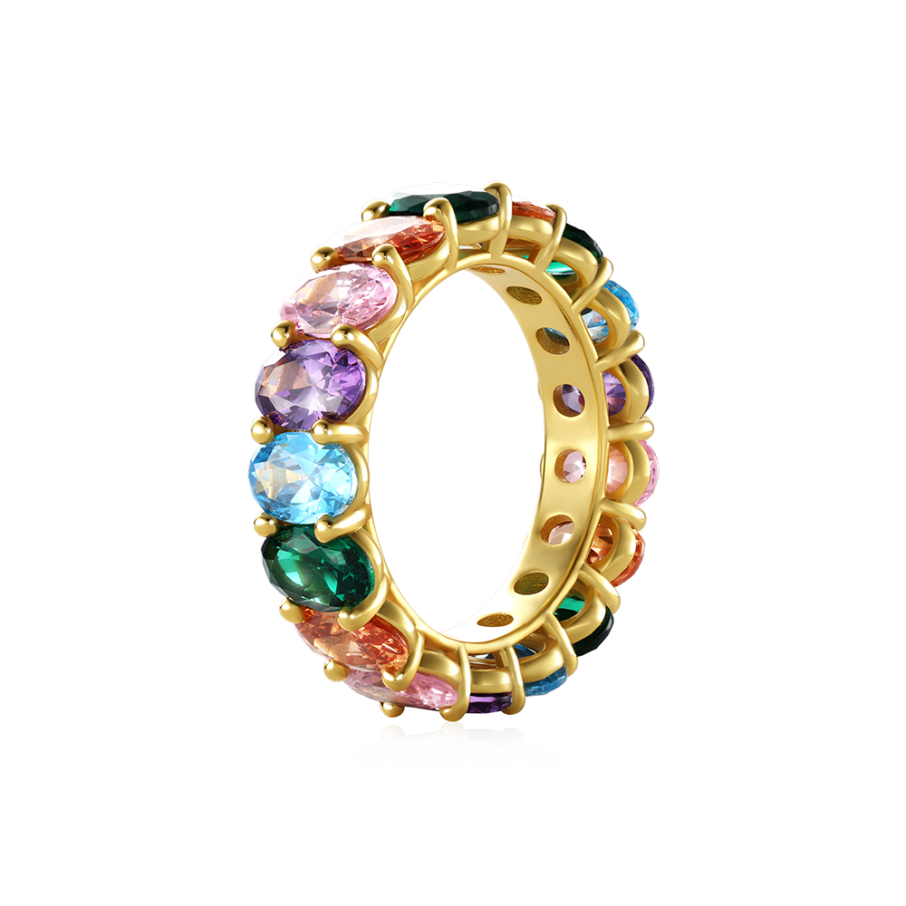 Rainbow Oval-cut Eternity Band Ring_2