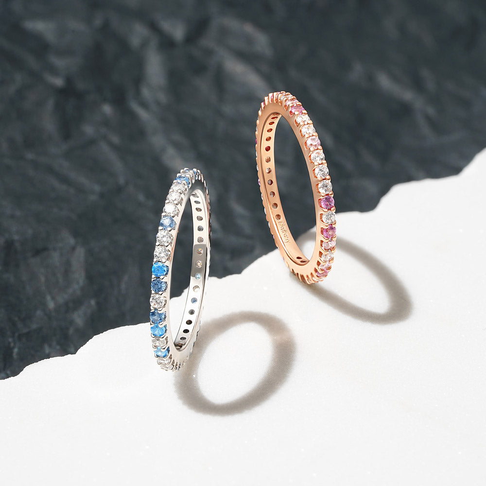 Gradient Blue And White Topaz Eternity Band Ring_5