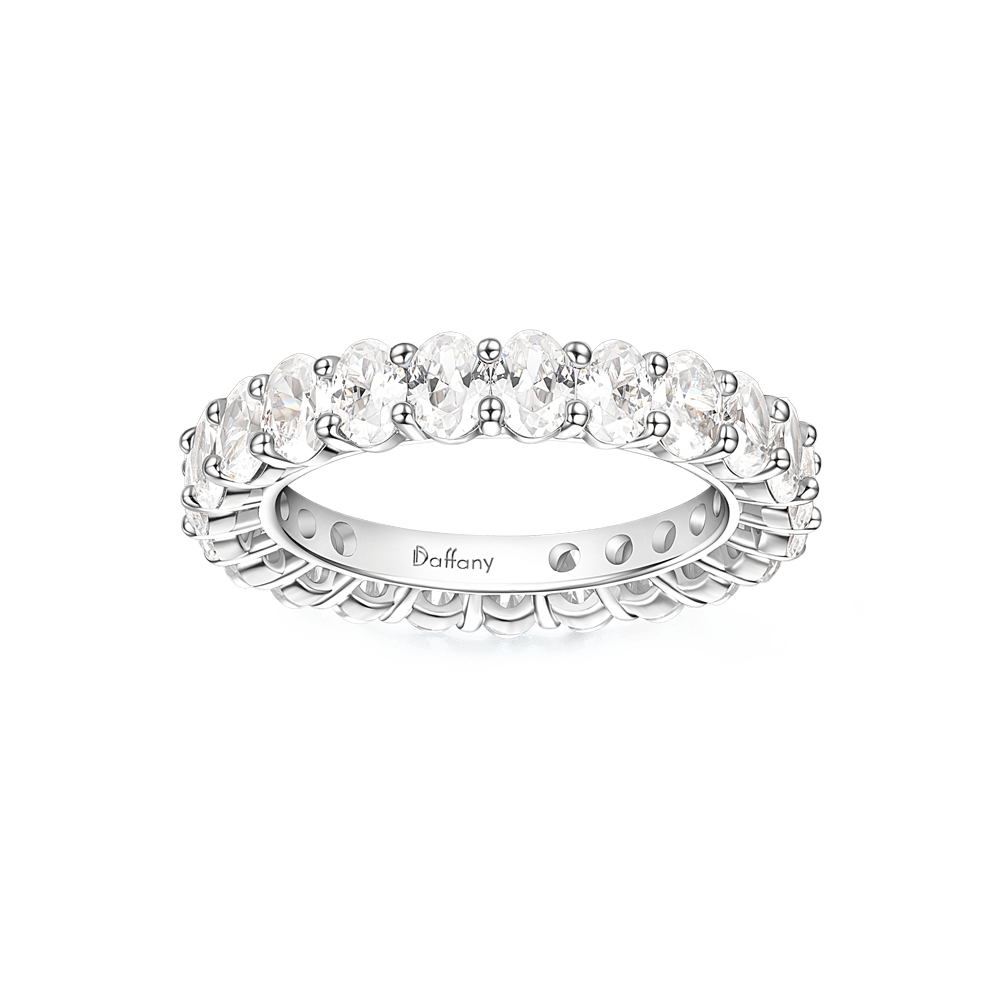 White Topaz Oval-cut Eternity Band Ring_3
