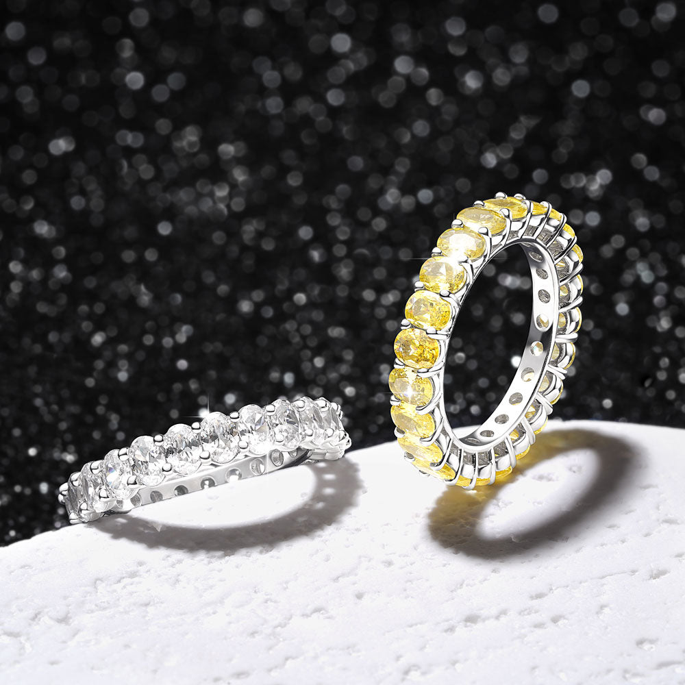 White Topaz Oval-cut Eternity Band Ring_4