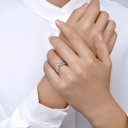 Unknown "X" Twisted Rope Crossover Band Ring Crystal Zirconia Gemstone Inlaid_3