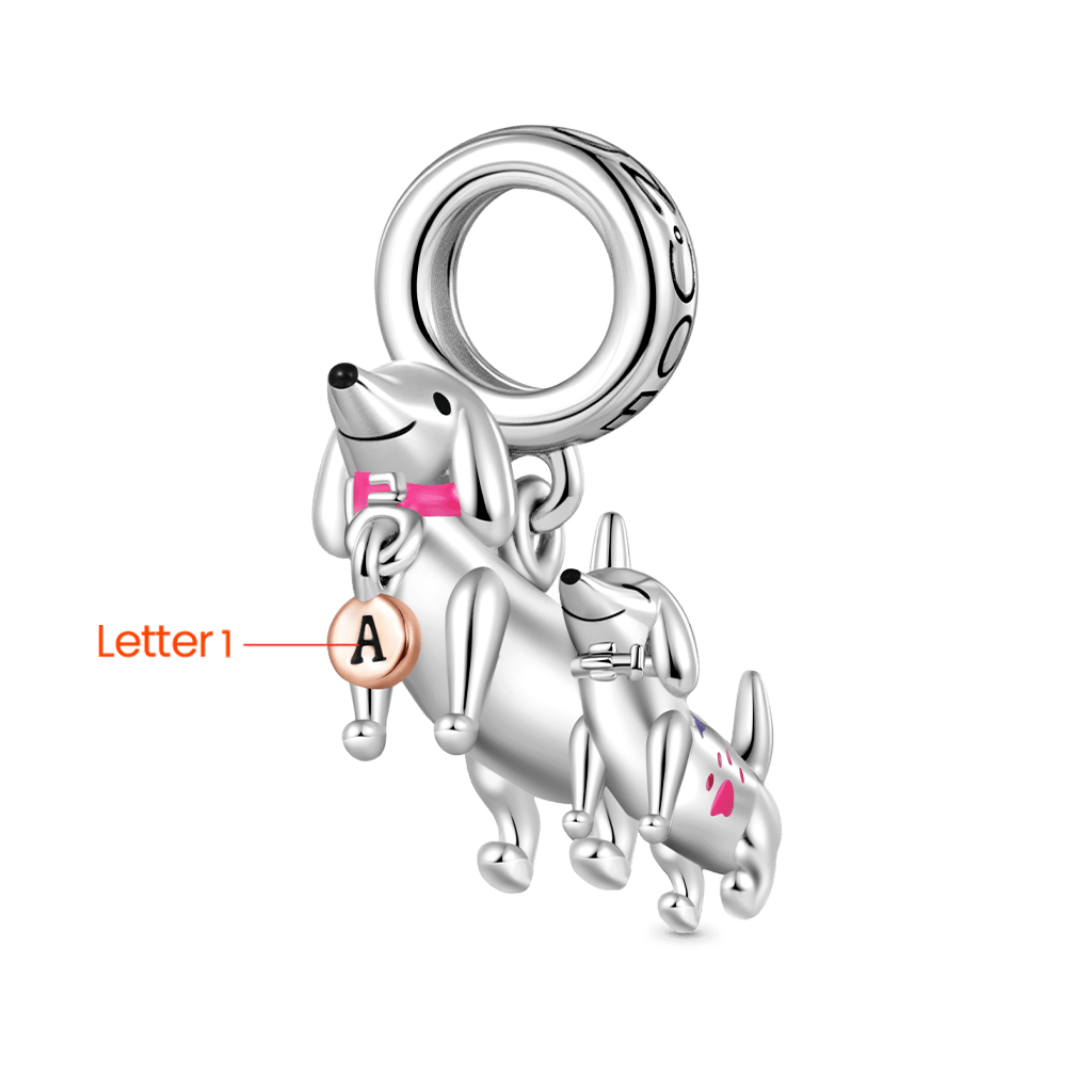 Gnoce Dachshund Mother Child Tender Moment Pendant Dangle Charm_3