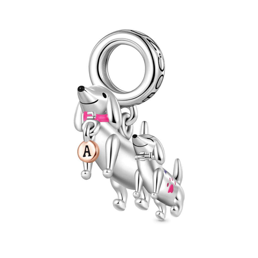 Gnoce Dachshund Mother Child Tender Moment Pendant Dangle Charm_2