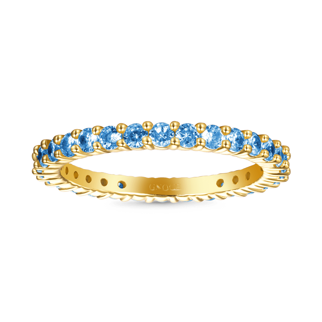 Gnoce Aquamarine Round-cut Statement Eternity Band Ring_2