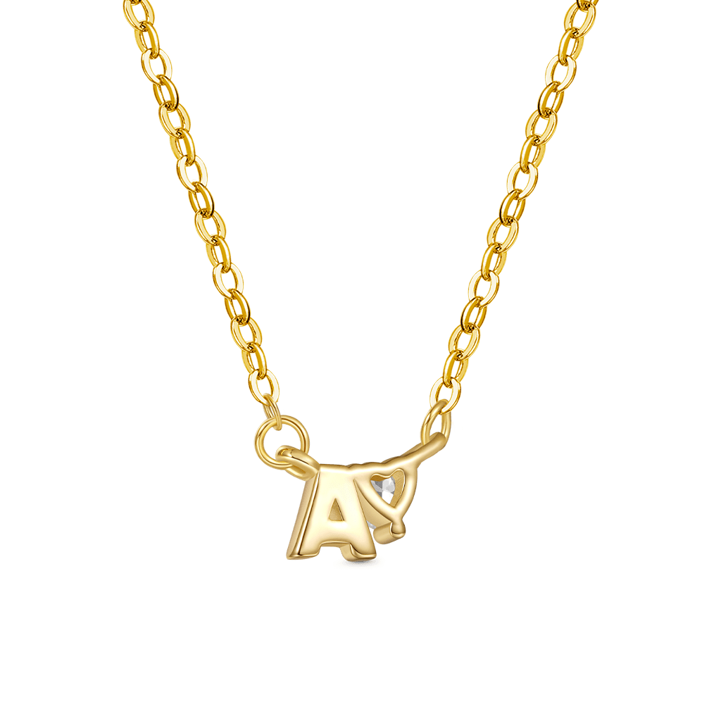 Gnoce Personalized Initial A Birthstone Gold Necklace_2