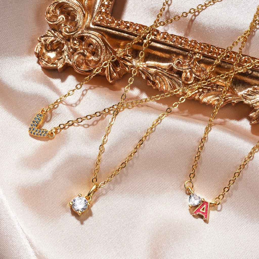Gnoce Personalized Initial A Birthstone Gold Necklace_5