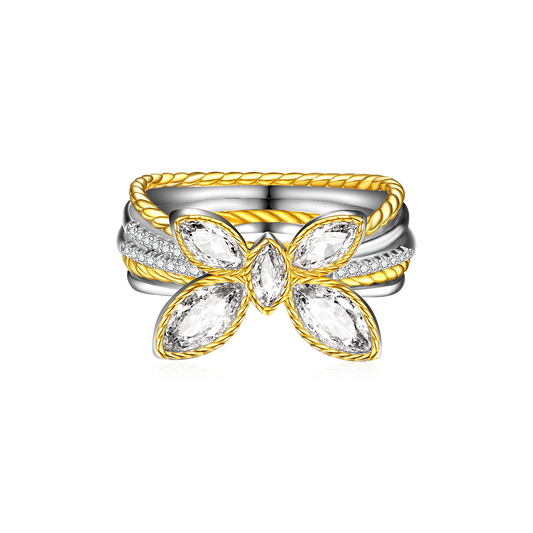 Gnoce Marquise Butterfly Two-tone Fashion Ring_1