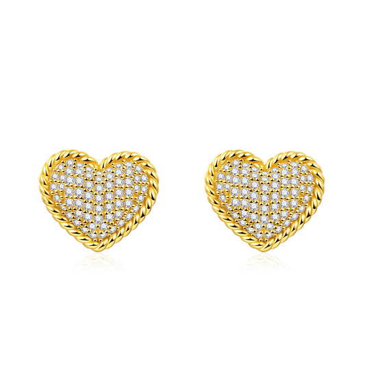 Gnoce Paved Heart Twisted Rope Stud Earrings_1