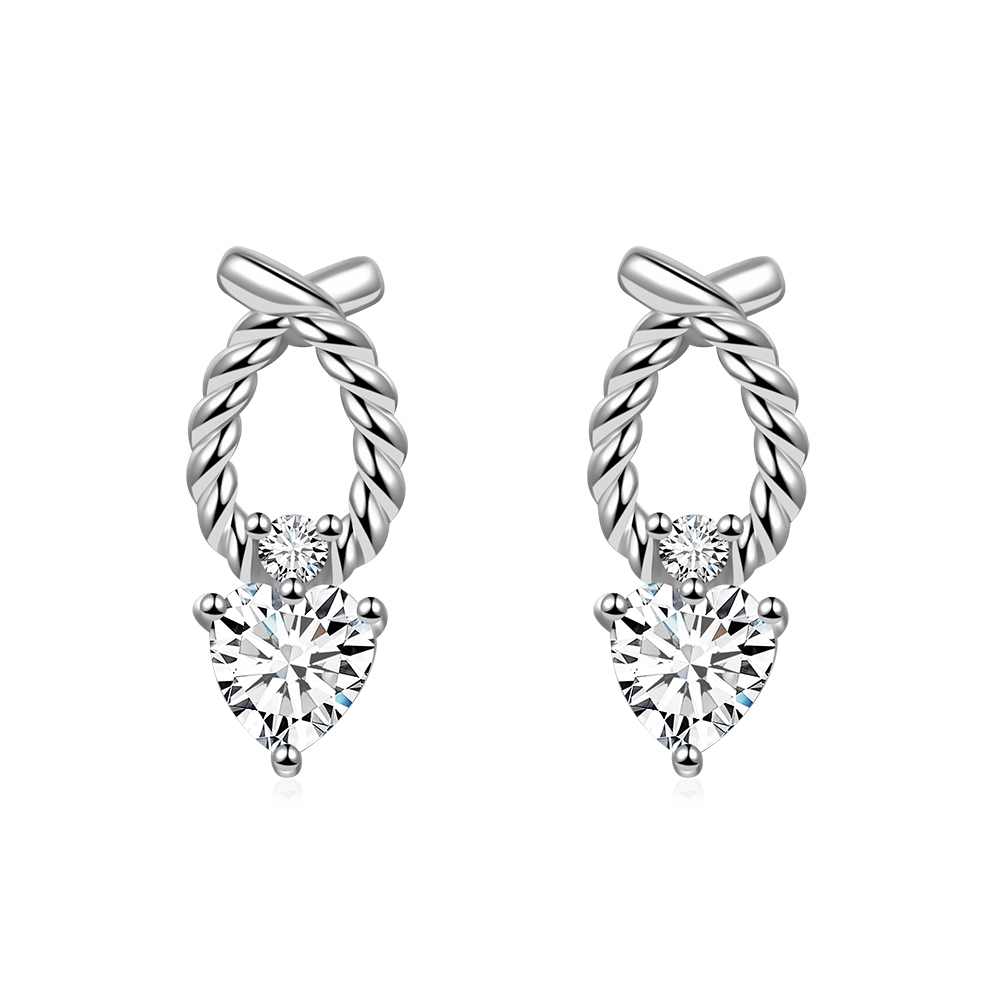 Gnoce Heart Twisted Rope Stud Earrings_1