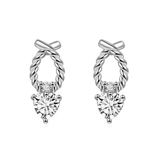 Gnoce Heart Twisted Rope Stud Earrings_1