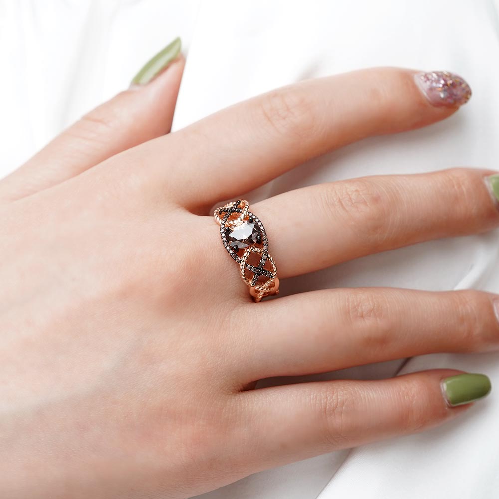 Gnoce Twisted Infinity Coffee Sapphires Band Ring_6