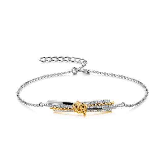Gnoce Heart Knot Bars Chain Bracelet_1